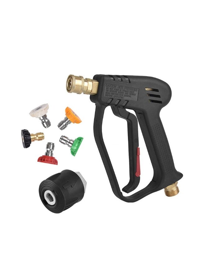 Portalov Pressure Washer Short Gun,4000 PSI High Power Washer Spray Gun with 5Pcs 1/4 inch Quick-Connect Nozzles,Pressure Washer Handle with M22-14mm Adapter for Extension Wand & Hose  - Image 1