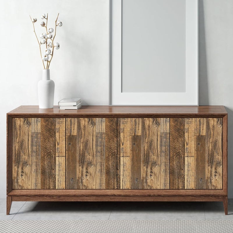 Decoroom 17.71''×511'' Peel and Stick Wallpaper Distressed Wood Plank Wallpaper Rustic Wood Grain Pattern Wall Paper Removable Self Adhesive Brown Shiplap Vinyl Film - Image 3