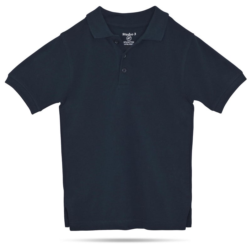 Studio 3 Boy's - 4-Pack School Uniform Short-Sleeve Pique Polo Shirts (Regular, Navy) - Image 2