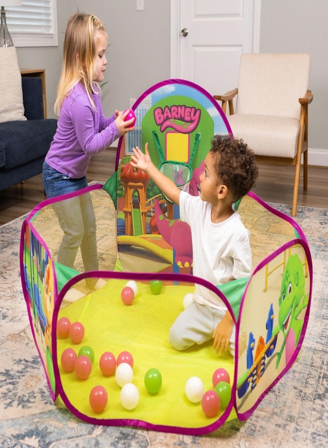 بارني ملعب بارني المنبثق - حوض كرات مع 25 كرة لعب وحلقة كرة سلة، للأطفال الصغار من عمر سنتين فما فوق - Image 4