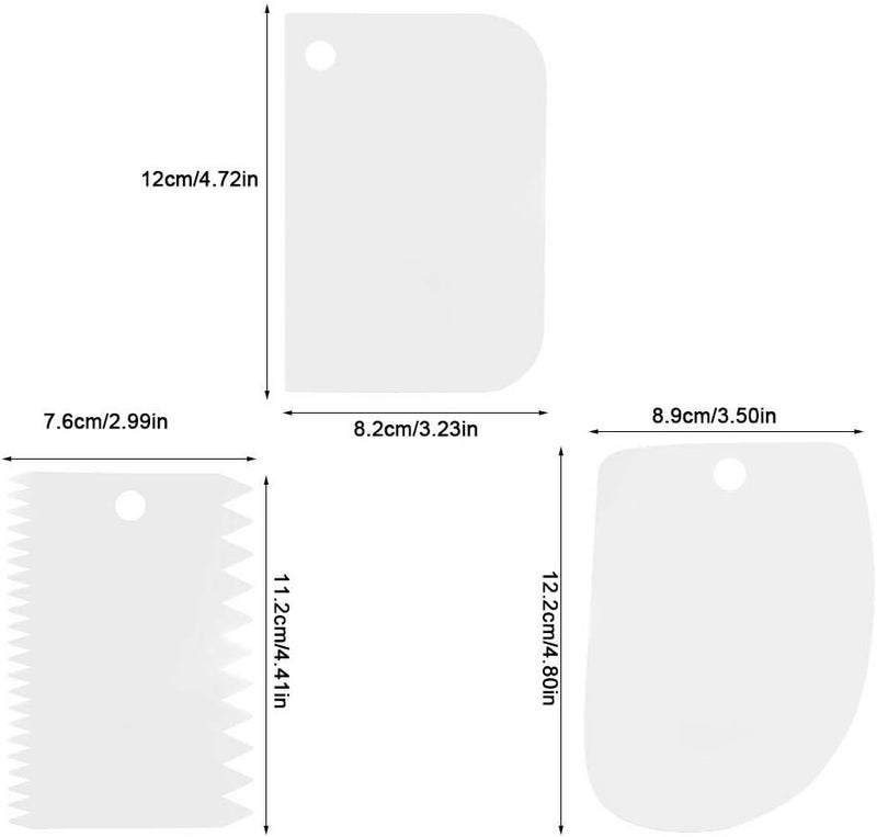 كلاراكو مجموعة مكونة من 3 قطع من مكشطة الكيك، وملعقة الكيك ومكشطة بلاستيكية، وأدوات تزيين الكيك ومكشطة الكيك وملمع التزيين بالكريمة وكعكة الموس والزبدة والكريمة ومعجنات DIY لتزيين حواف الكيك - Image 5