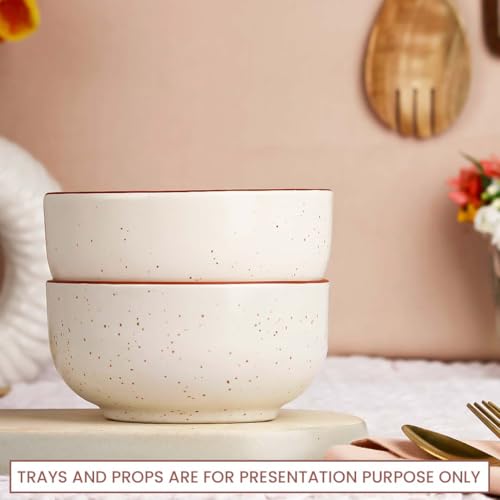 The Earth Store White Marble Ceramic Snack Bowls Set of 2 for Serving Pasta, Noodle, Maggi, Cereal Microwave Safe Salad Bowl, Mixing Bowl for Snacks - Image 4