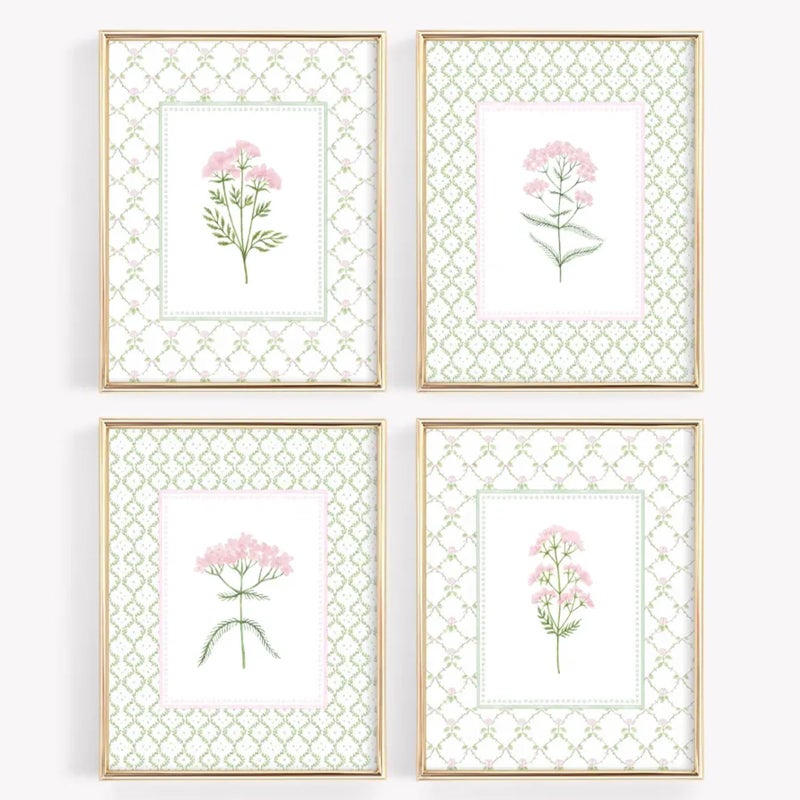 Pennclys Nursery Girl Floral Wall Art Wildflower Baby Room Canvas Wall Decor Pink Green Flower Prints Poster Watercolor Pastel Botanical Picture Painting Nursery Artwork for Girls Bedroom 8x10x4 Inch Unframed - Image 1