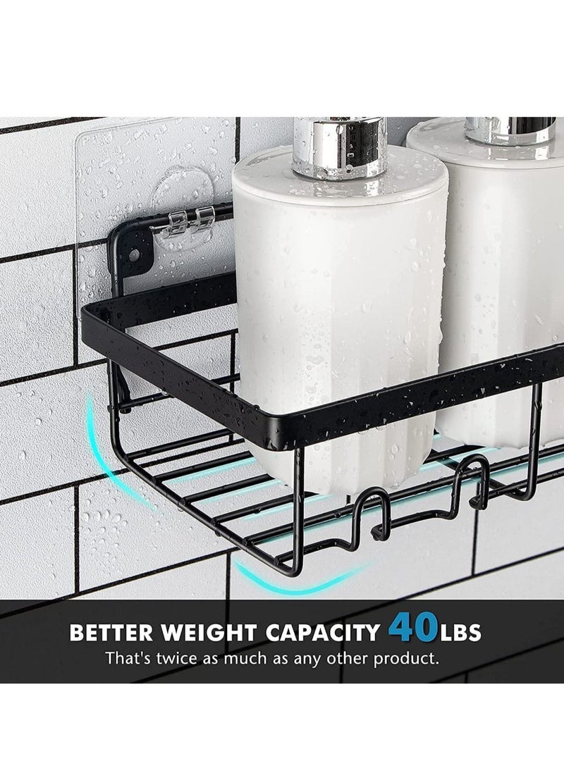 MIXDE 4-Piece No Drilling Wall Mount Stainless Steel Shower Shelf Organizer Set with Hooks - Image 2