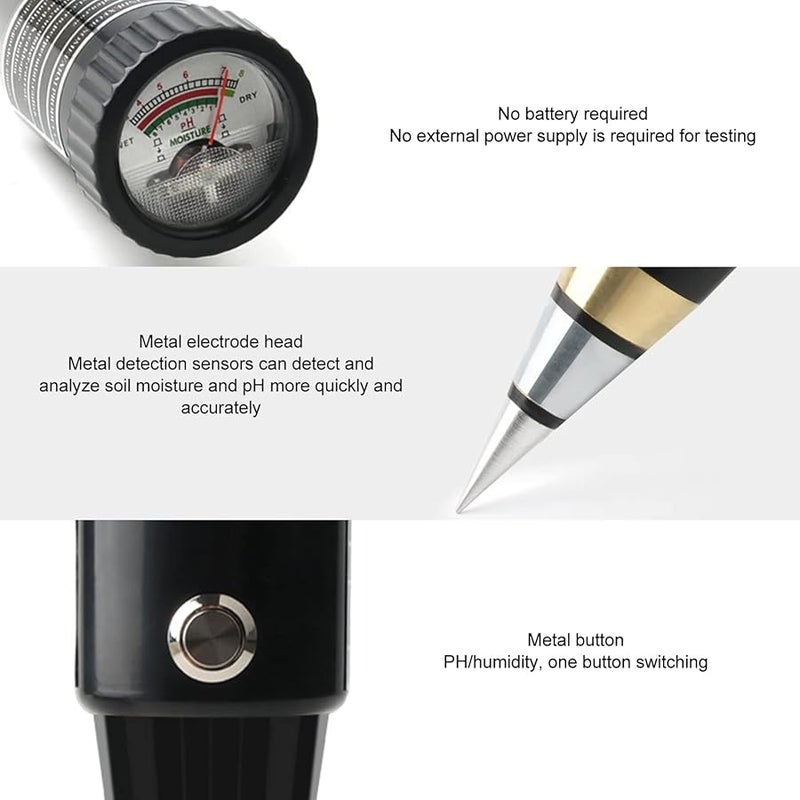 2 في 1 مقياس اختبار التربة للحديقة والمرج والنباتات المحفوظة في أصص، مصنوع من مادة سبيكة عالية الحساسية - Image 5