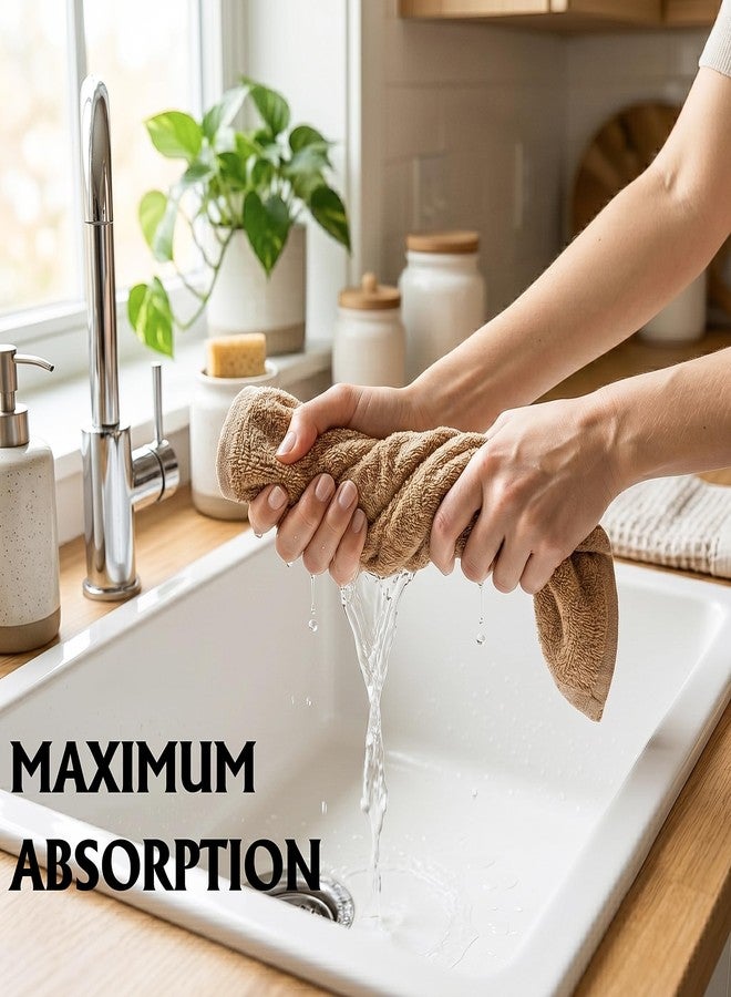 Textila Terry Washcloths 12x12 Inches Pack of 10 Beige & Cream, Highly Absorbent, Soft Feel and Multipurpose Cotton Wash Cloths for Everyday Use - Image 3