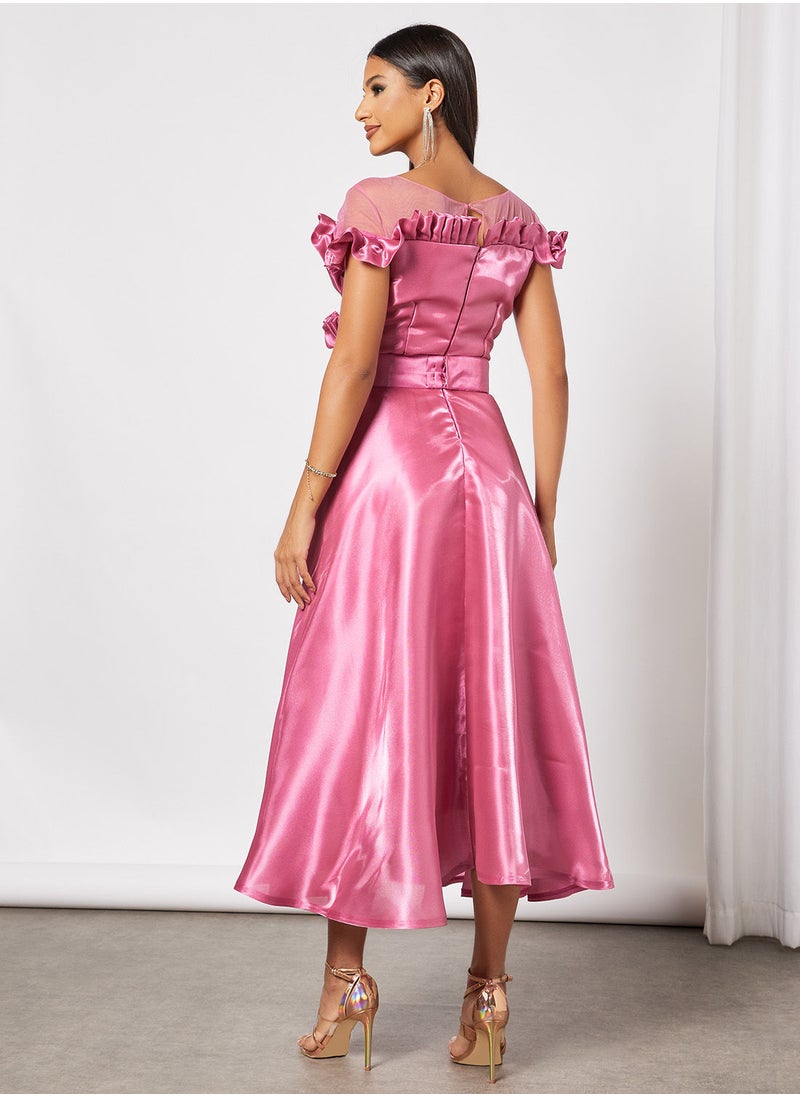 Zoey - Short Sleeves Iridecdent Ruffle Dress - Image 1