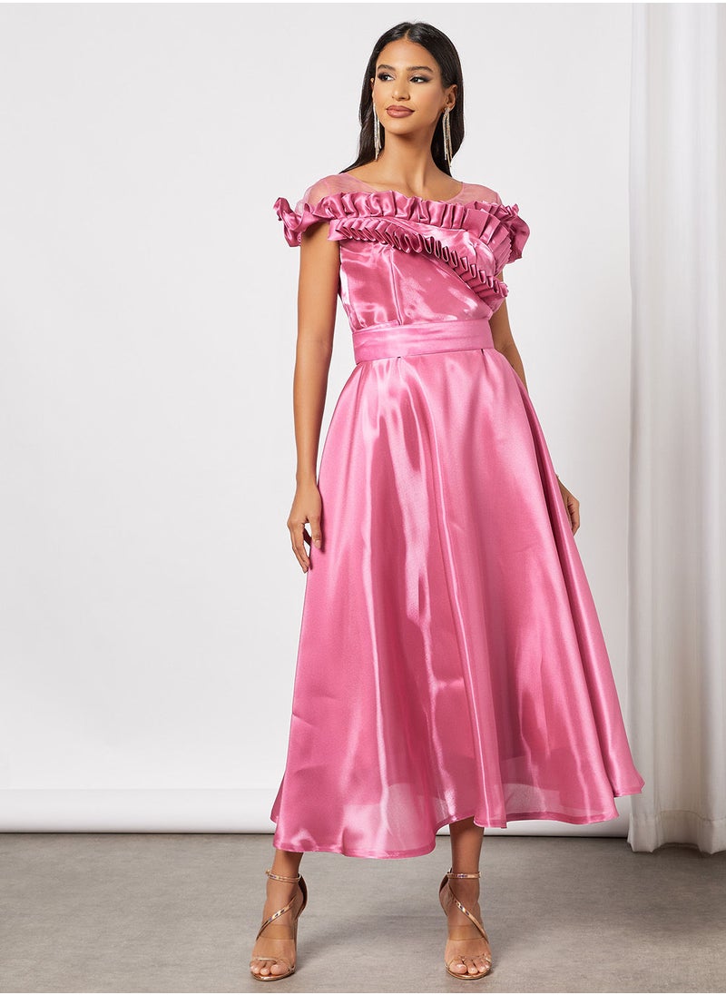 Zoey - Short Sleeves Iridecdent Ruffle Dress - Image 1