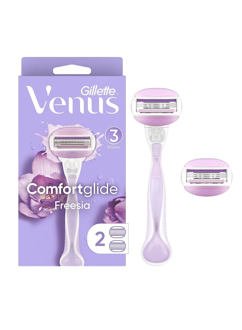 Gillette شفرة حلاقة جيلت فينوس كومفورت غلايد فريزيا للنساء - 1 مقبض + 2 عبوات إضافية - Image 1