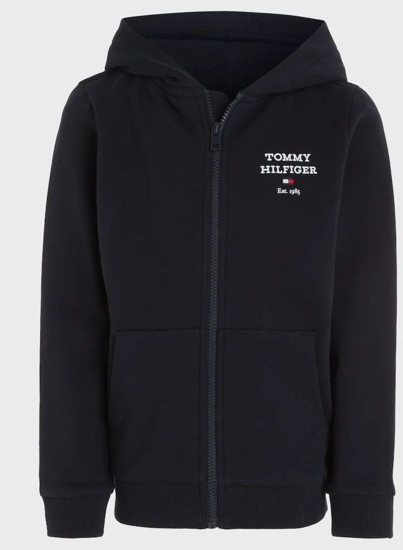 TOMMY HILFIGER Kids Logo Zip Through Hoodie