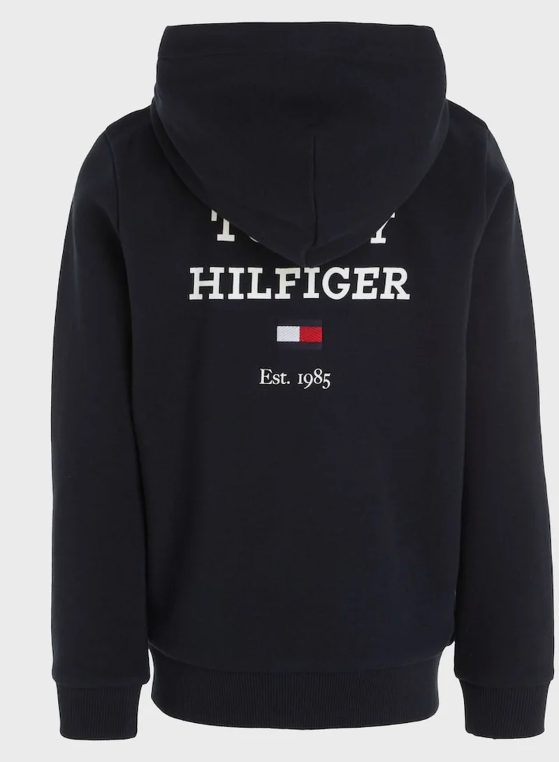 TOMMY HILFIGER Kids Logo Zip Through Hoodie