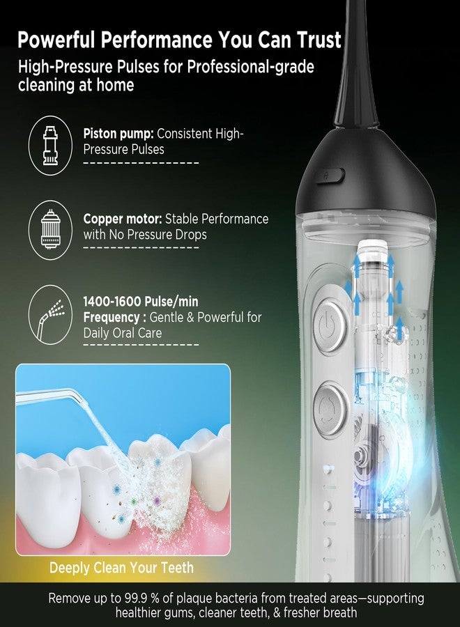 Dr Trust USA 314 Aquacare® Oral Irrigator, Portable Cordless Water Flosser, Rechargeable Dental Care Flossing, 4 Cleaning Modes, IPX7 300 ml Water Tank, Flossing at Home & Travel, Dental Oral Gum Care Flosser for Plaque Removal - Image 3