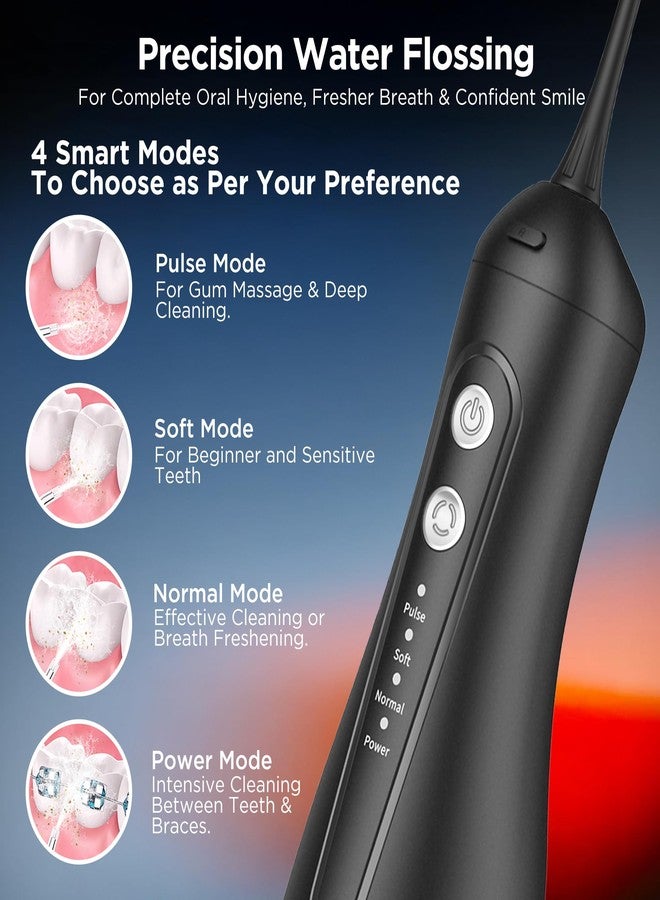 Dr Trust USA 314 Aquacare® Oral Irrigator, Portable Cordless Water Flosser, Rechargeable Dental Care Flossing, 4 Cleaning Modes, IPX7 300 ml Water Tank, Flossing at Home & Travel, Dental Oral Gum Care Flosser for Plaque Removal - Image 2