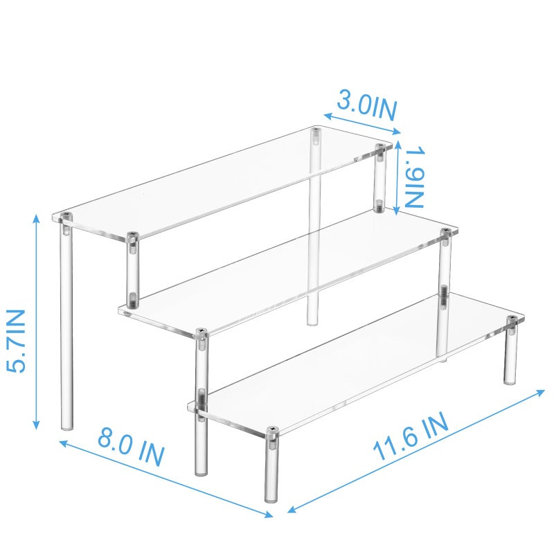 HENABLE Large Acrylic Display Risers, Perfume Stand Organizer, Clear Acrylic Shelf Risers for Display Stands for Food, Tabletop Use, Amiibo Funko POP Figure, 3 Tier Clear Cupcake Stand Risers - Image 5