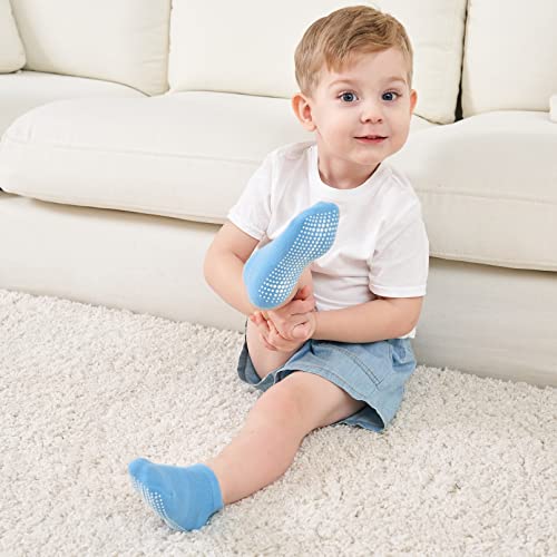 ZAPLES Baby Non Slip Grip Ankle Socks with Non Skid Soles for Infants Toddlers Kids Boys Girls, Boys - 9 Pairs, 1-3T - Image 2