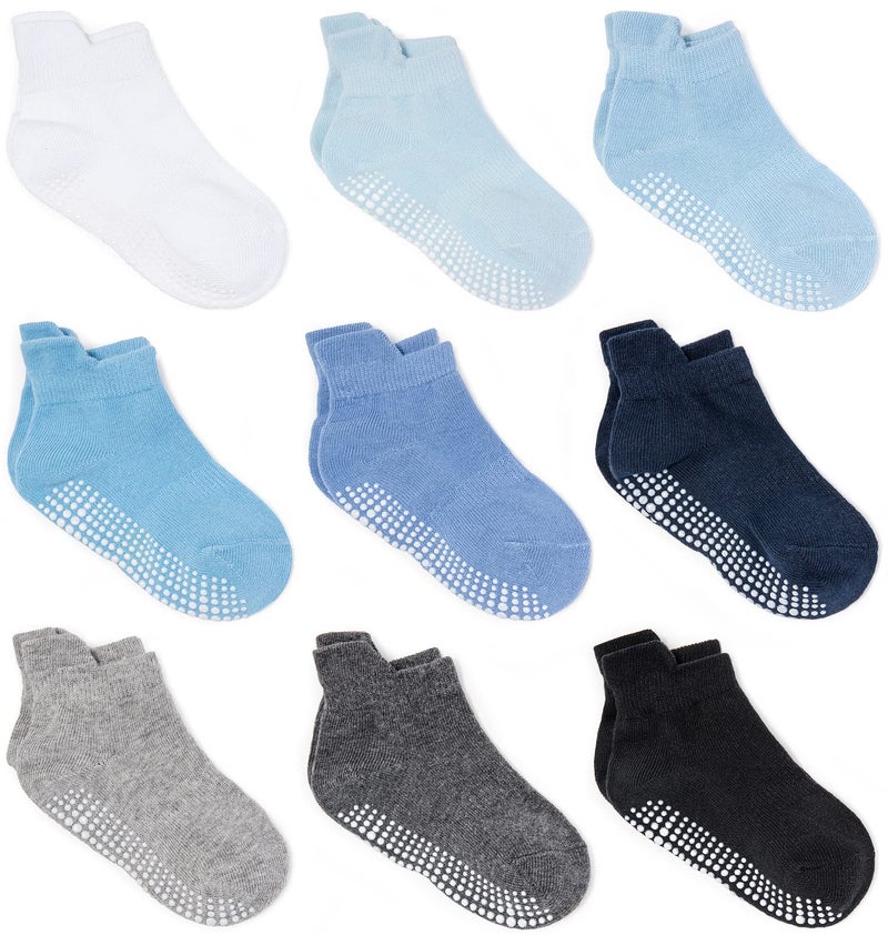 ZAPLES Baby Non Slip Grip Ankle Socks with Non Skid Soles for Infants Toddlers Kids Boys Girls, Boys - 9 Pairs, 1-3T - Image 1