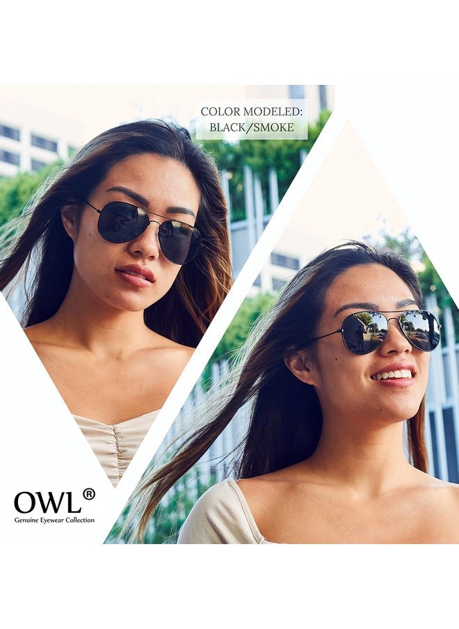OWL - Aviator Sunglasses Gold Metal Frame With Brown Lens Stylish Fashion - Image 1