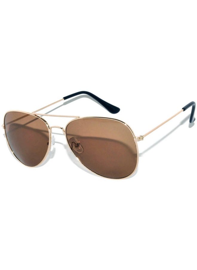 OWL - Aviator Sunglasses Gold Metal Frame With Brown Lens Stylish Fashion - Image 1