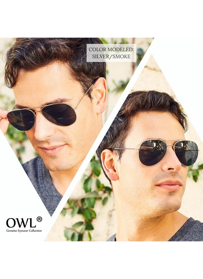 OWL - Aviator Sunglasses Gold Metal Frame With Brown Lens Stylish Fashion - Image 1