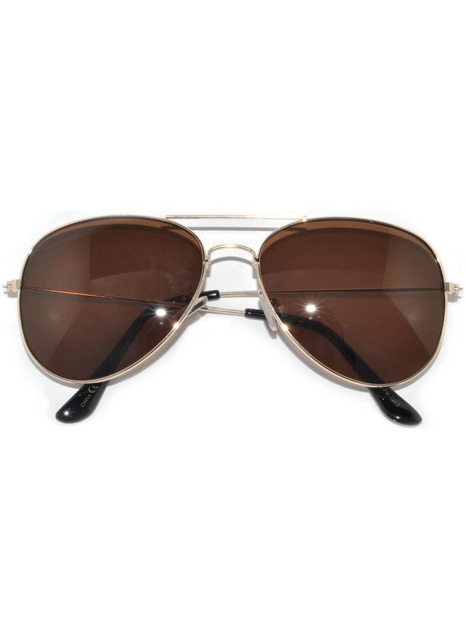 OWL - Aviator Sunglasses Gold Metal Frame With Brown Lens Stylish Fashion - Image 1