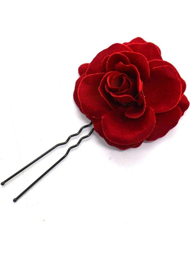 KETAR 6Pcs Small Red Rose Hair Clip Large Bobby Pins For Thick Hair Flower Pins Wedding Hair Accessories For Women Rose Flower Hair Clips For Women'S Hair Accessories Bridal Hair Pieces For Wedding - Image 3