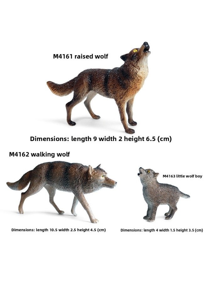 Children's Toy Solid Simulation Wild Animal Recognition Model Forest Animal Wolf Howling White Wolf Handheld Ornament-Color:HS Wolf (3 Sets) - Image 1