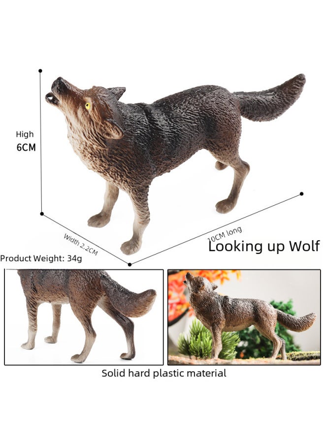 Children's Toy Solid Simulation Wild Animal Recognition Model Forest Animal Wolf Howling White Wolf Handheld Ornament-Color:HS Wolf (3 Sets) - Image 5