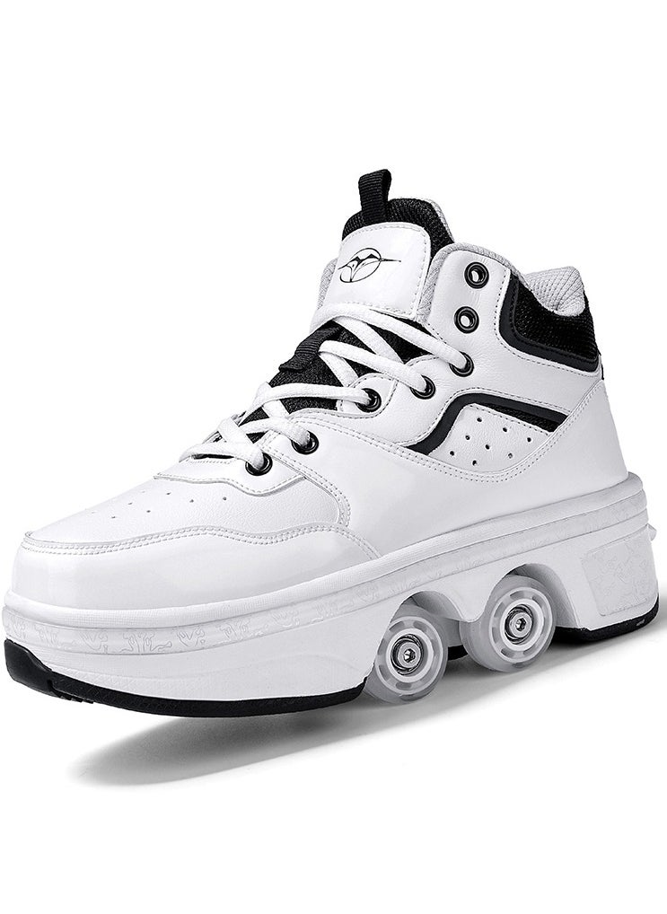 LITTLE ROCKZ - Little Rockz Double Row Skate Sneakers Shoes, 2 in 1 Parkour Shoes with Wheels for for Adult Kids Retractable Pulley Roller Skate Shoes - Image 1