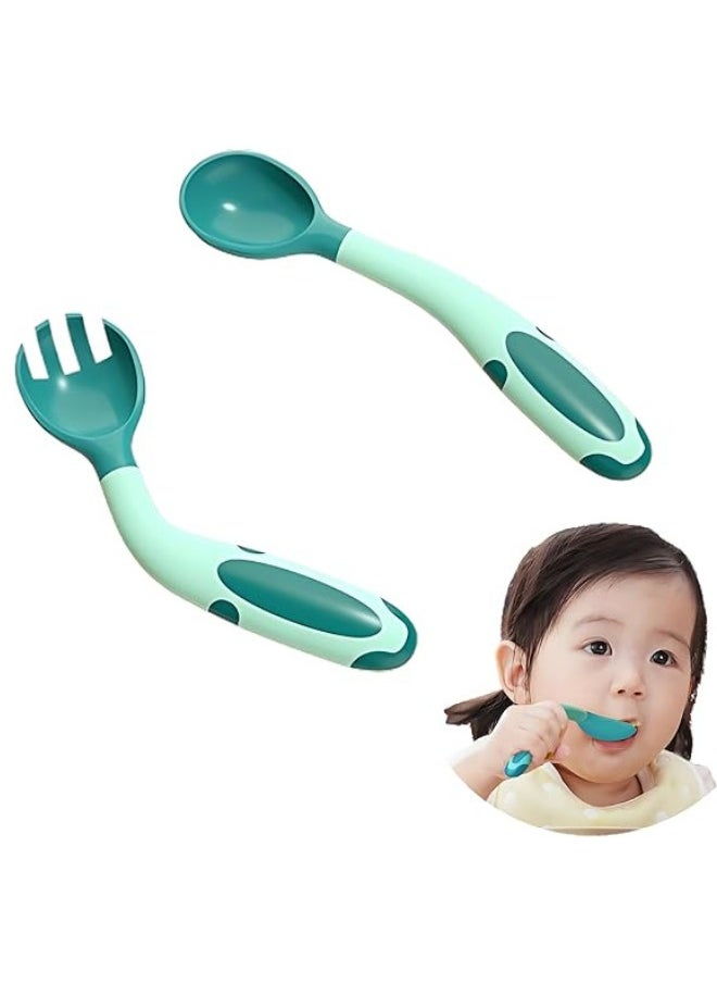 Twisoo - Twisoo Toddler Utensils Set with Case, BPA-Free Silicone Spoon & Fork, Bendable Heat-Resistant Handles, Easy Grip, Green - Image 1