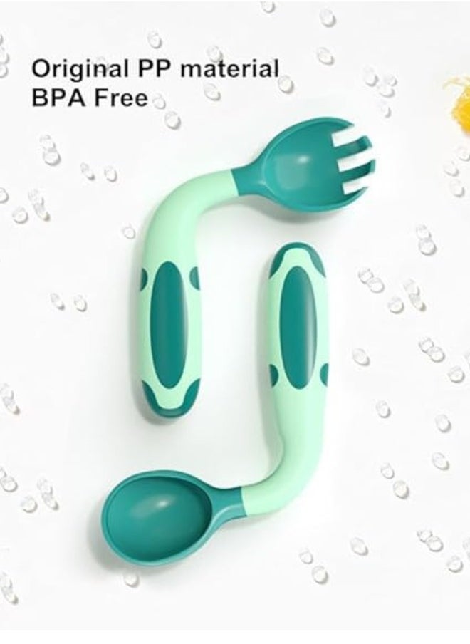 Twisoo - Twisoo Toddler Utensils Set with Case, BPA-Free Silicone Spoon & Fork, Bendable Heat-Resistant Handles, Easy Grip, Green - Image 1