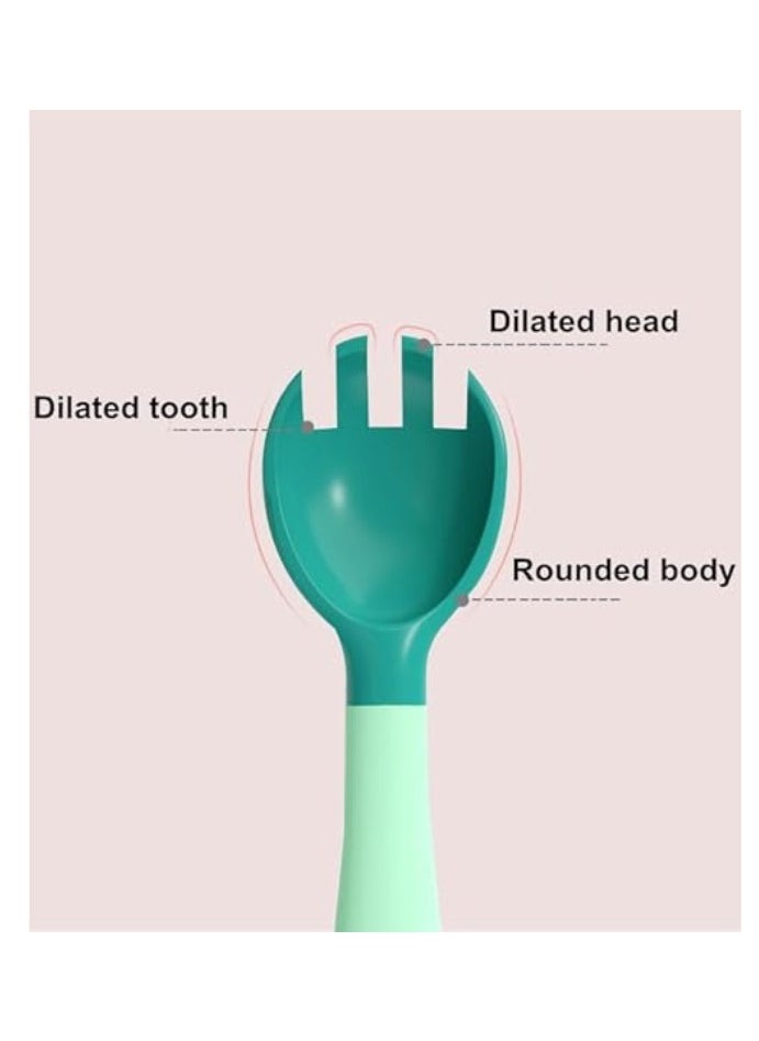 Twisoo - Twisoo Toddler Utensils Set with Case, BPA-Free Silicone Spoon & Fork, Bendable Heat-Resistant Handles, Easy Grip, Green - Image 1