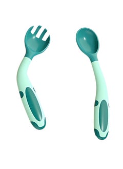 Twisoo Toddler Utensils Set with Case, BPA-Free Silicone Spoon & Fork, Bendable Heat-Resistant Handles, Easy Grip, Green