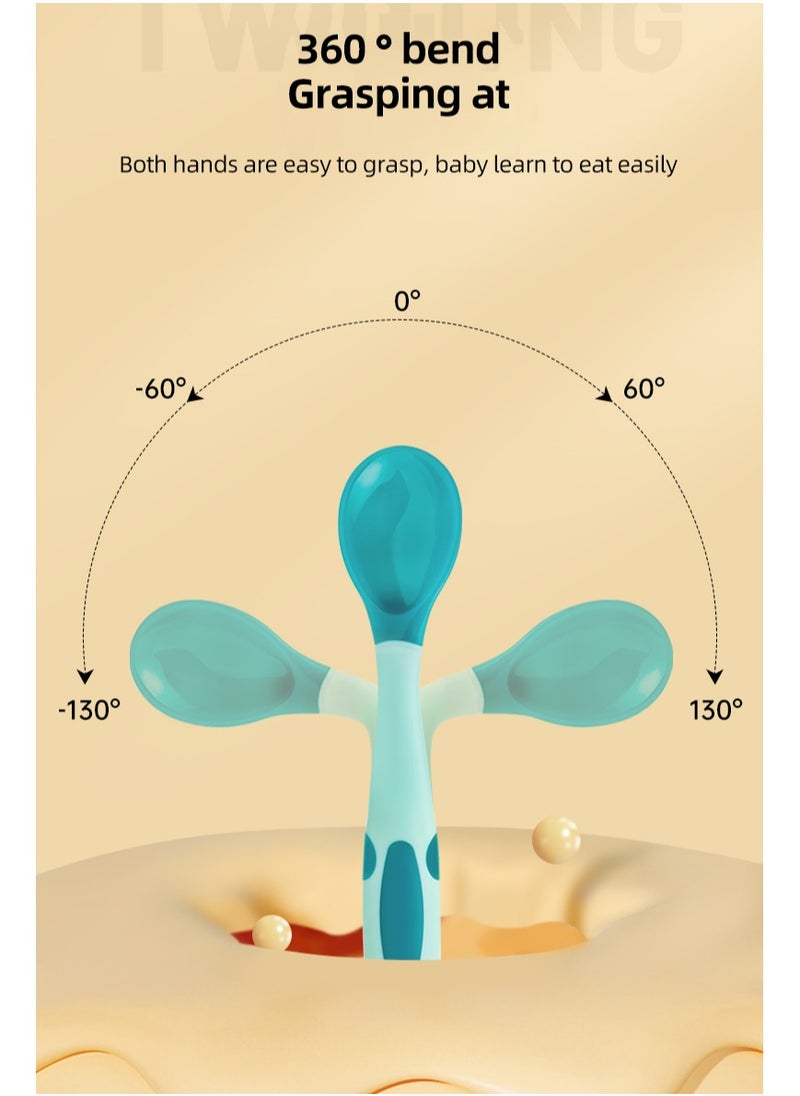 Twisoo - Twisoo Toddler Utensils Set with Case, BPA-Free Silicone Spoon & Fork, Bendable Heat-Resistant Handles, Easy Grip, Green - Image 1