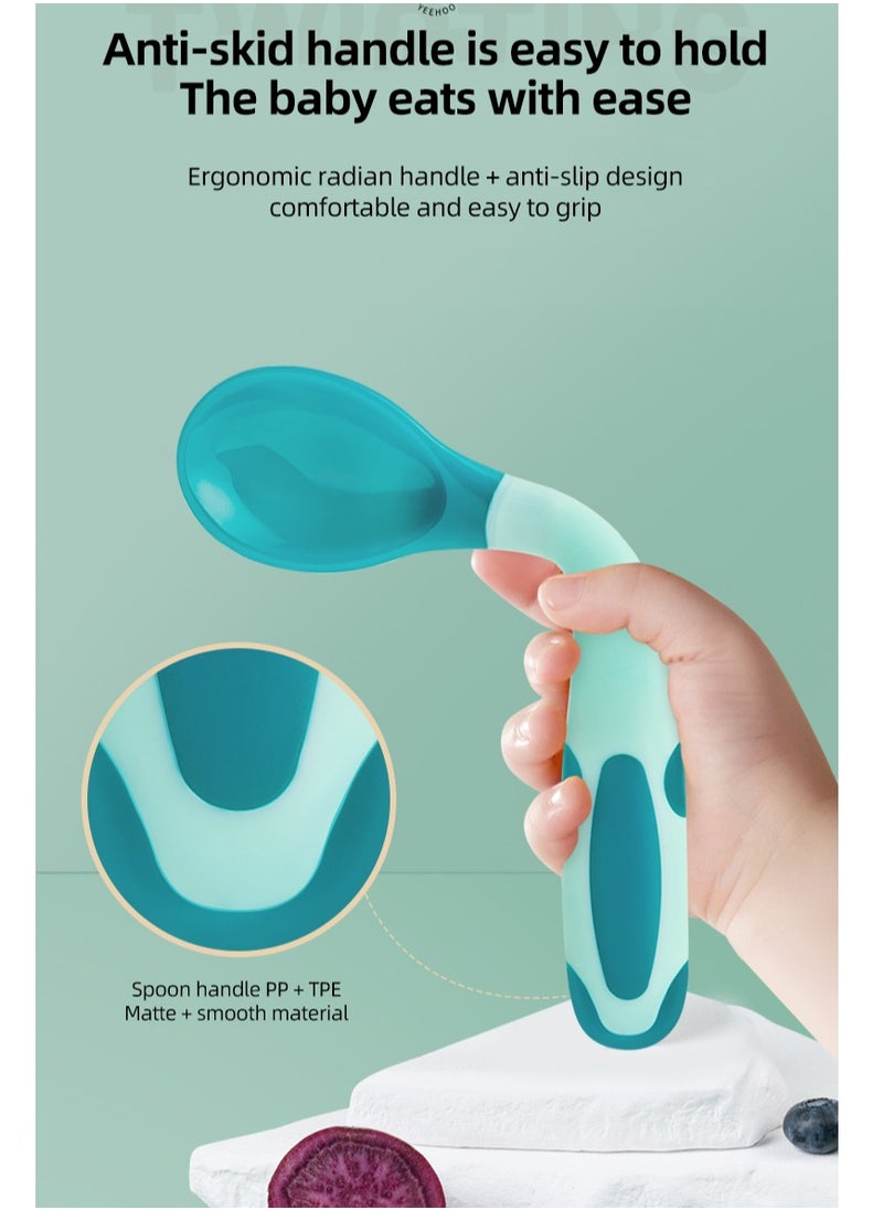 Twisoo - Twisoo Toddler Utensils Set with Case, BPA-Free Silicone Spoon & Fork, Bendable Heat-Resistant Handles, Easy Grip, Green - Image 1