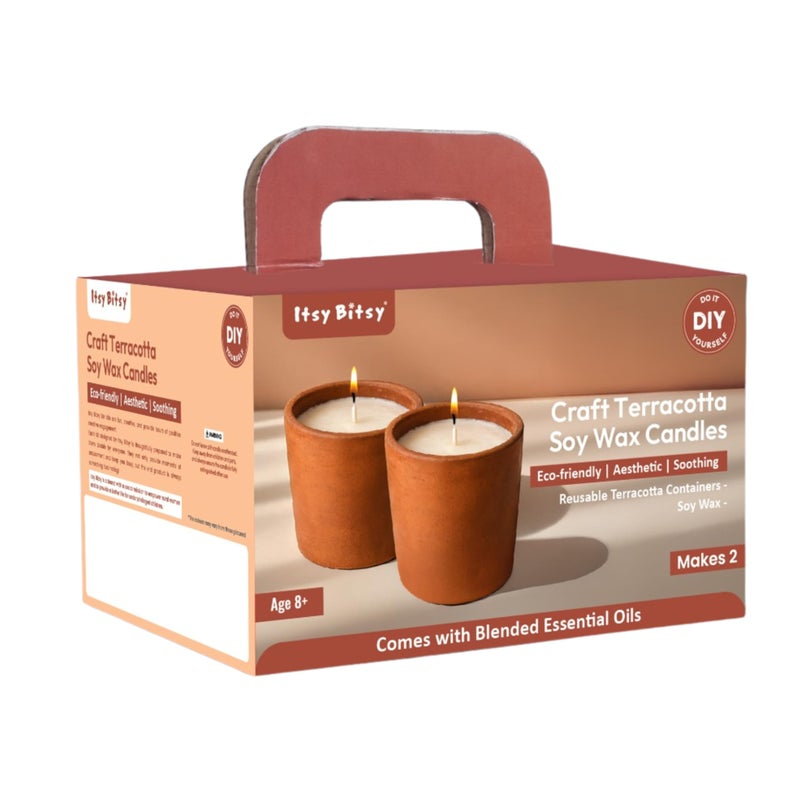 itsy-bitsy Itsy Bitsy DIY Terracotta Soy Wax Candle Kit Box | Eco-Friendly Handmade Candle Craft Set with Terracotta Container | Creative Home & Festive Décor Gift - Image 5