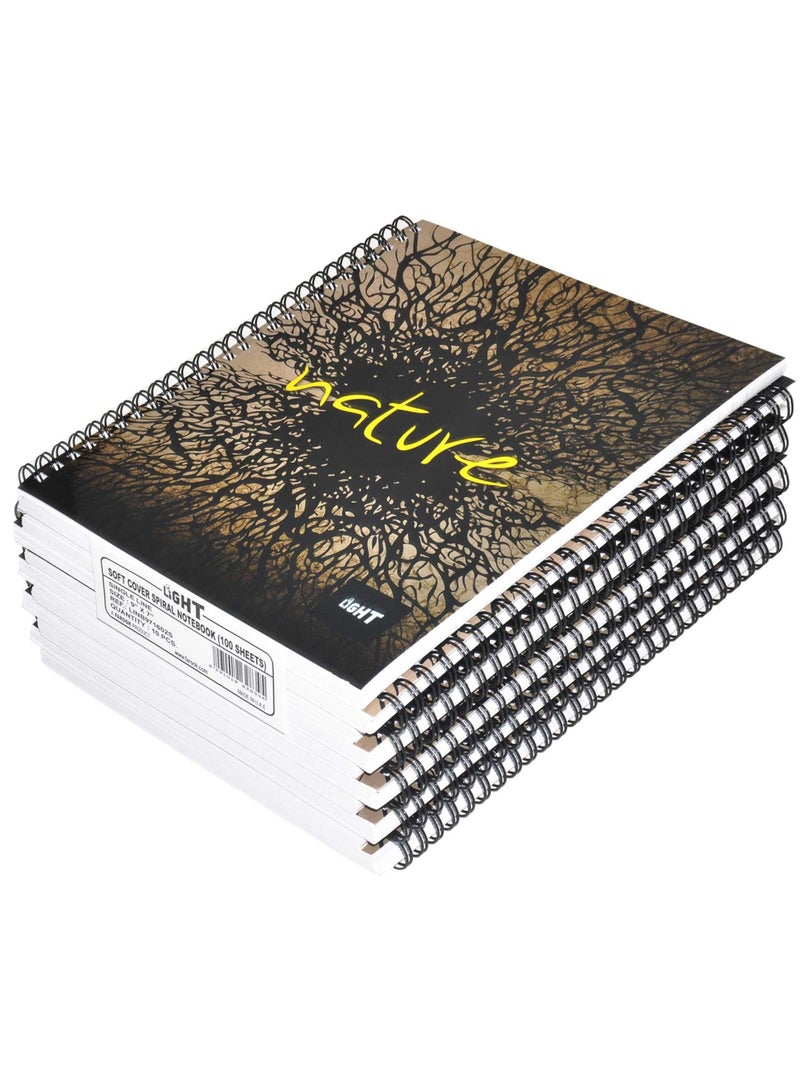FIS LIGHT Pack of 10  Spiral Soft Cover Notebook, Single Line, 9X7 Inches (22.86 X 20.32 CM), 100 Sheets -LINB971602S - Image 1