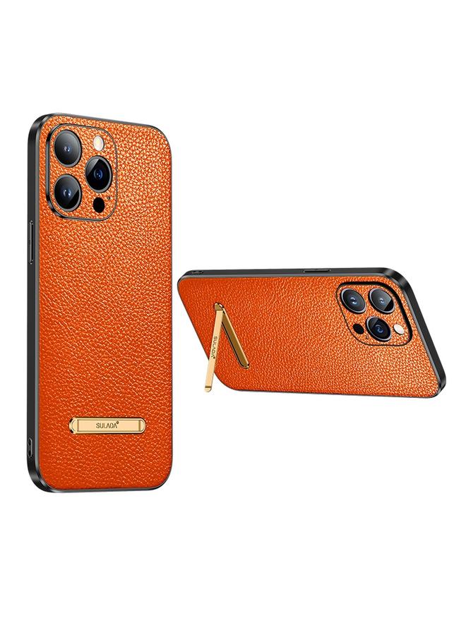 The Bros Case For iPhone 14 Invisible Bracket Leather Back Cover Phone Case