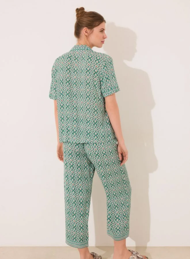 women'secret Geometric print Capri classic pyjamas