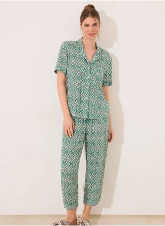 women'secret Geometric print Capri classic pyjamas