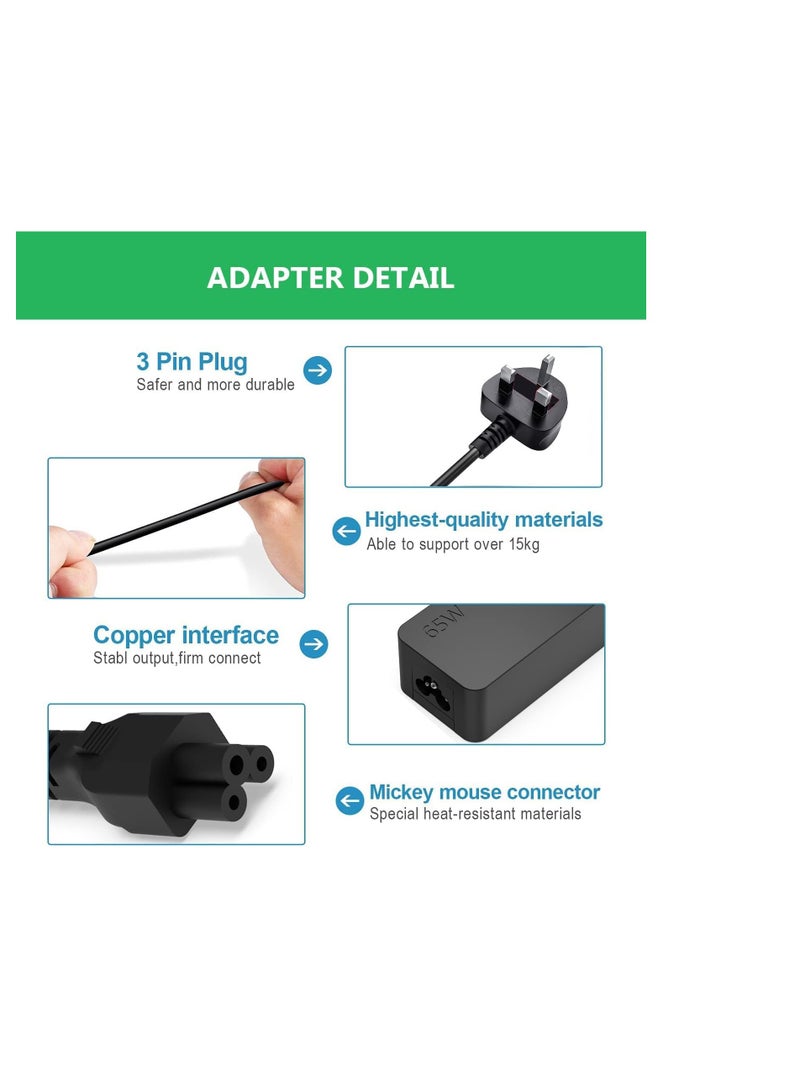 Terabyte محول طاقة USB C بقوة 65 واط متوافق مع Lenovo Think Pad Yoga و HP Chromebook و Dell XPS و ASUS و Acer و HUAWEI و Xiaomi و Samsung والمزيد من أجهزة Type C مزود طاقة حائط للكمبيوتر المحمول (شاحن Type C) - Image 4