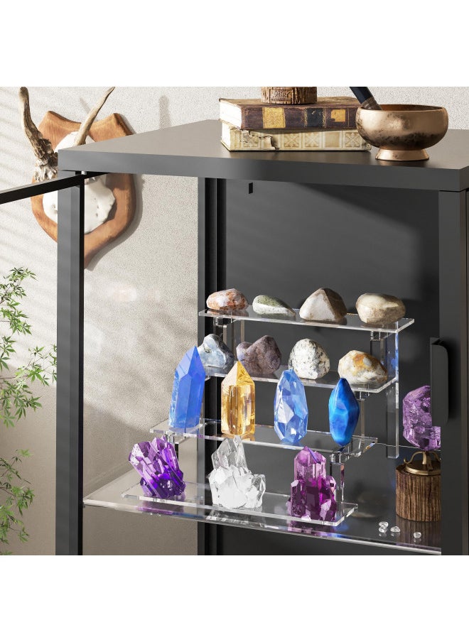 WINKINE - WINKINE Acrylic Display Shelf, 2 Pack Acrylic Display Makeup Stands 4 Tier Acrylic Riser Displays, Clear Display Shelf Organizer for Cabinet, Countertops, Tabletop Desktop - Image 1