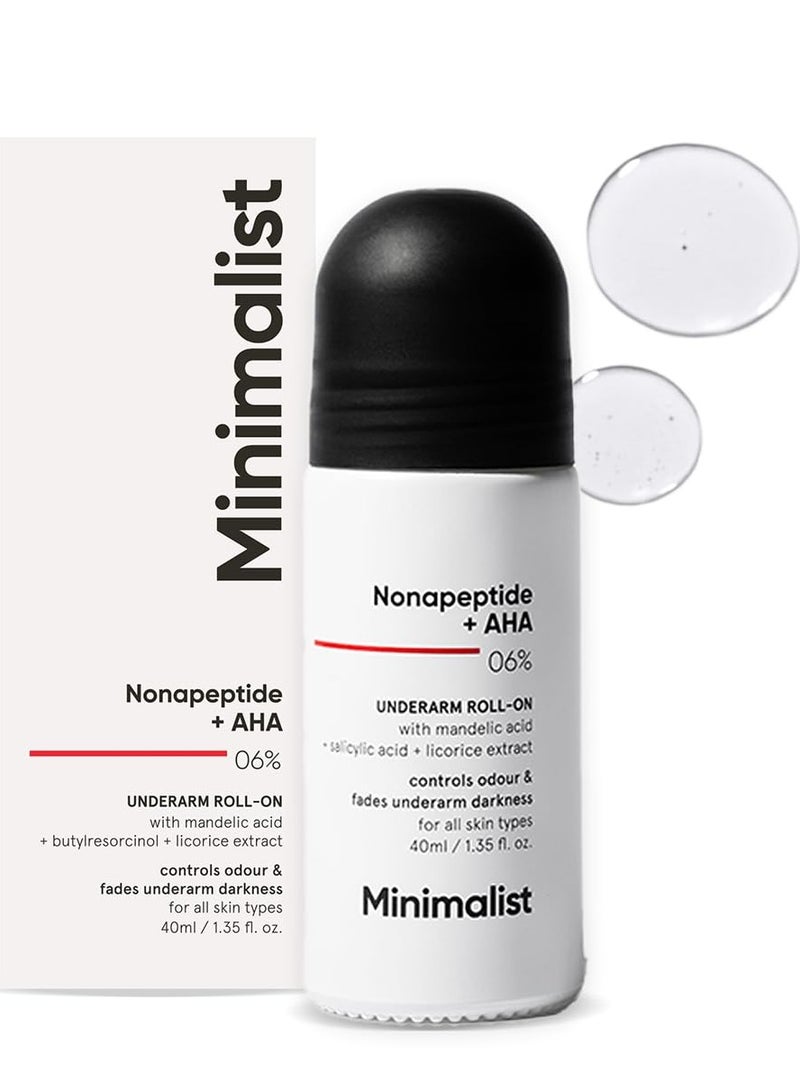 منيماليست مزيل العرق مينيماليست تحت الإبط مع نونابيبتيد AHA BHA 06% يتحكم في الرائحة ويتلاشى العطر الداكن ومزيل تقشير خالٍ من الألومنيوم للنساء والرجال 40 مل - Image 1