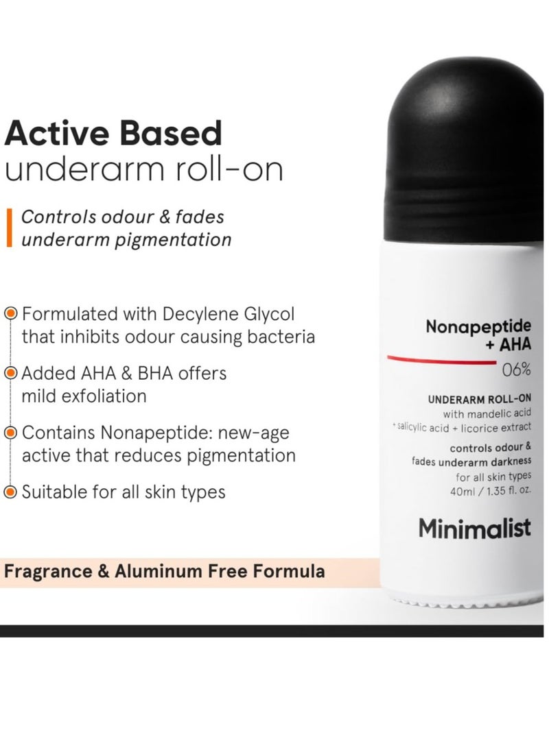 منيماليست مزيل العرق مينيماليست تحت الإبط مع نونابيبتيد AHA BHA 06% يتحكم في الرائحة ويتلاشى العطر الداكن ومزيل تقشير خالٍ من الألومنيوم للنساء والرجال 40 مل - Image 3