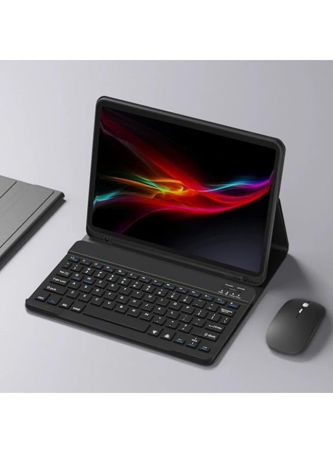 Arabic and English Keyboard Case for iPad Pro 11 inch 2024 (M4, 5th Generation), Lightweight Smart Cover with Detachable Keyboard & Bluetooth Mice & Pencil Holder