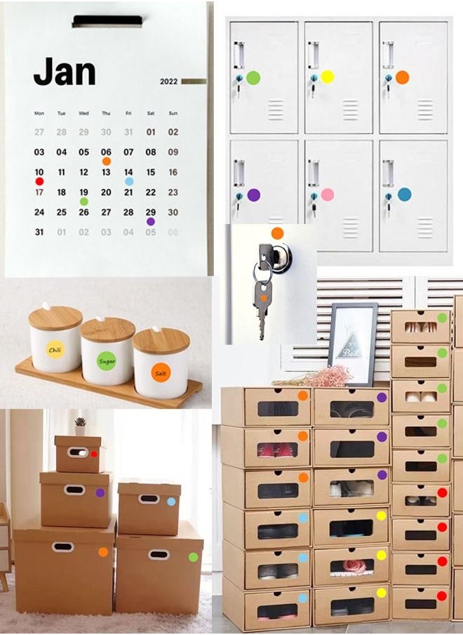 WooFree - Round Dot Stickers Color Coding Labels 6mm 19mm in 16 Colors - Image 1