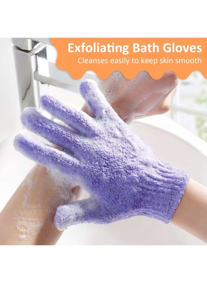Bath Exfoliating Gloves Pair for Shower Body Scrubber Mitt Dual Texture Dead Skin Remover 2 Gloves Random Color - Image 5