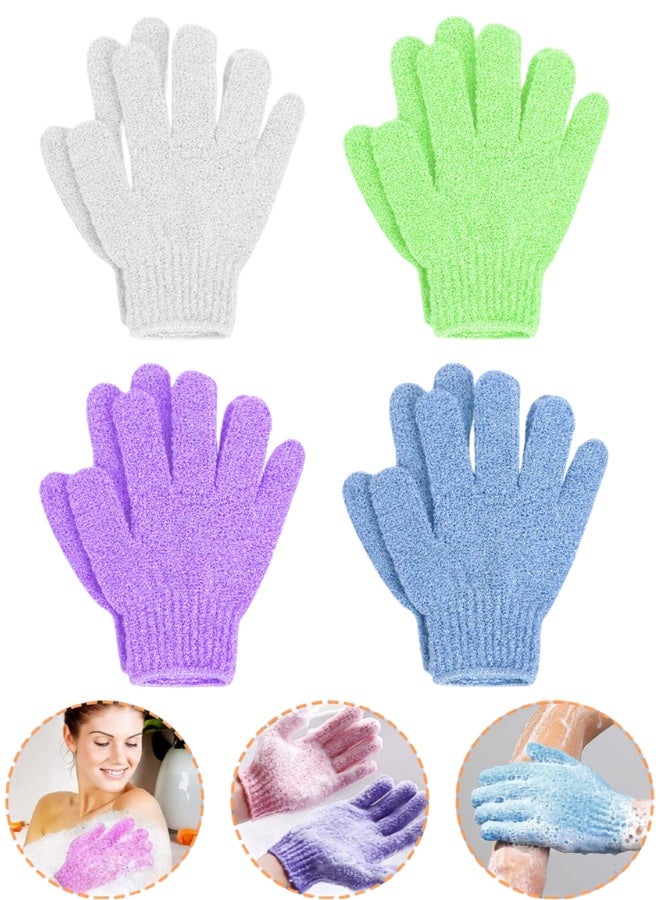 Bath Exfoliating Gloves Pair for Shower Body Scrubber Mitt Dual Texture Dead Skin Remover 2 Gloves Random Color - Image 1