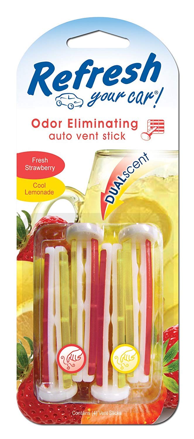 Refresh Your Car E300889100 Dual Scent Vent Stick Fresh Strawberry and Cool Lemonade 4 Per Pack