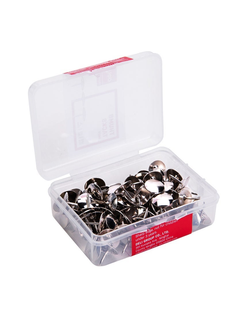 Deli E0022 Thumb Tacks – 10mm Silver Metal - Image 3