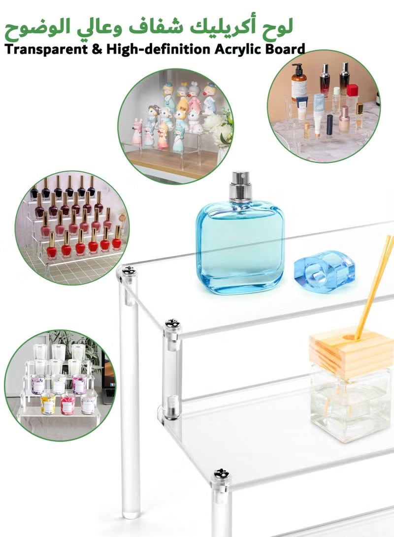حامل عرض أكريليك، حامل منظم عطور من 3 طبقات، حامل كب كيك شفاف، حامل عرض كبير للأشكال، أرفف حلويات للحفلات، منظم مكياج، حامل ناهض من الكريستال للديكور - Image 3
